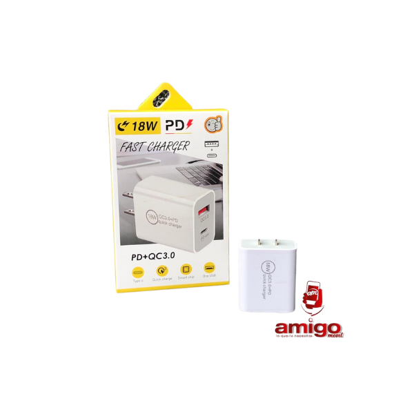 CARGADOR ADAPTADOR 2EN1 C24 USB- TIPO C 18W